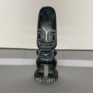 Hand Carved Green Onyx Aztec Mesoamerican Idol Figure Statue Mexico 6"